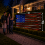 USA Flag LED Net Lights 84"x 42" Transparent Wire